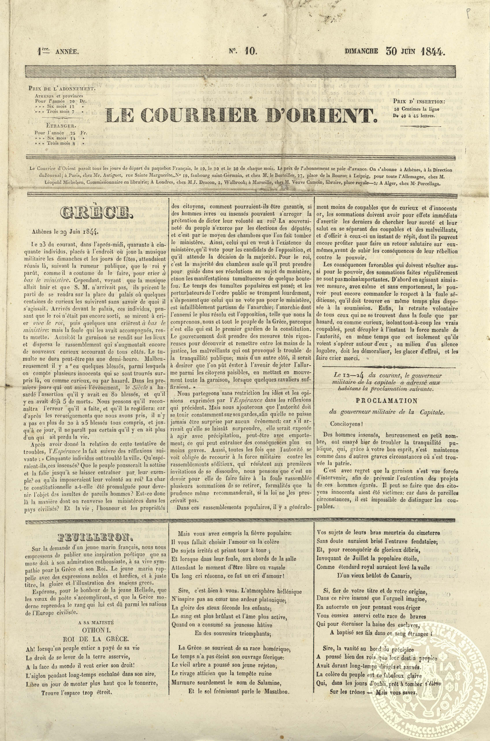 Le courrier d'Orient.